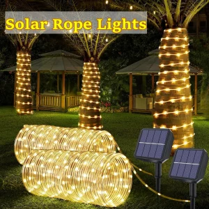LED Solar Strip Rope Tube Fairy Light Solar Powered