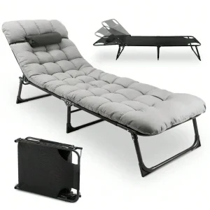 Folding Camping Cot With Pillow Mattress