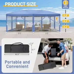 10x20 Pop Up  with Sidewalls Wheeled Bag Easy Up  Tent