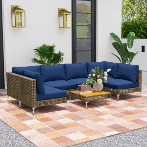 7 Piece Wicker Patio Furniture Set,